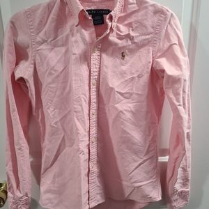 Ralph Lauren Boys sz 2 Slim Fit Pink Long Sleeve Button Down Shirt